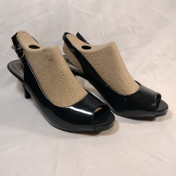 LifeStride Teller Slingback Peep Toe Pumps: Navy - Picture 2 of 10